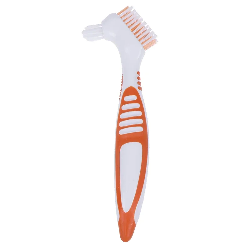 Denture Cleaning Brush Dual Heads Gum Cleaner For Men Women Multi-Layered Bristles False Teeth Brush Oral Cleaning Tools: Gold