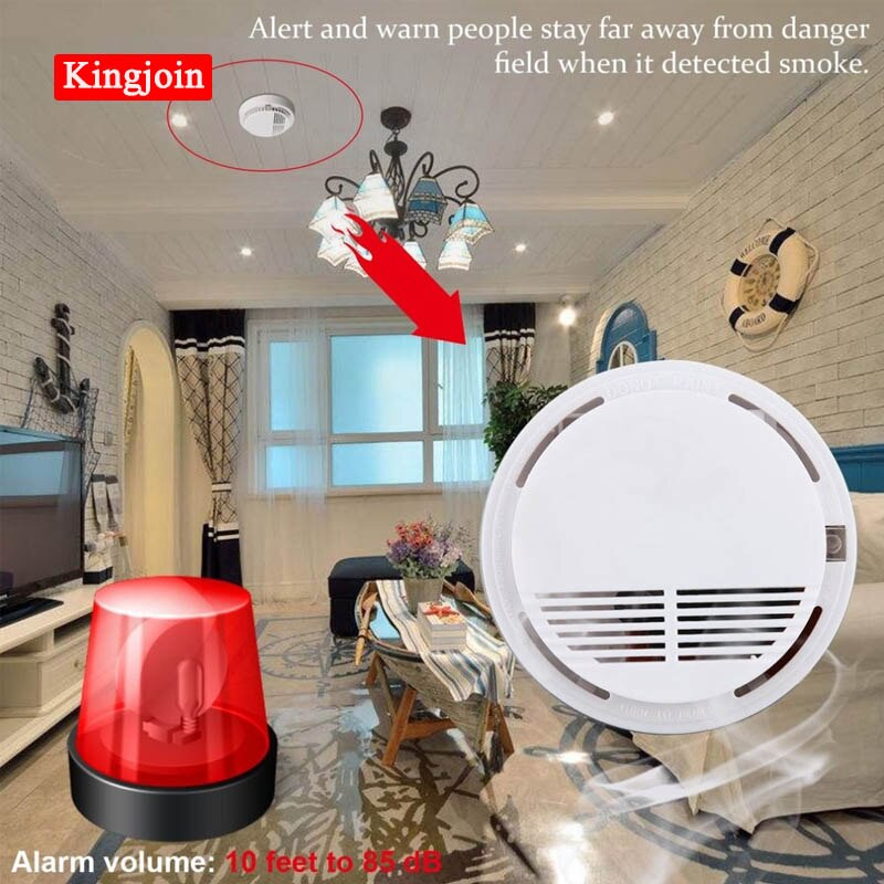 9V Battery Operated Photoelectric Smoke Alarm LED Light Flashing & Sound Warning Smoke Alert Detector for Home School Hotel