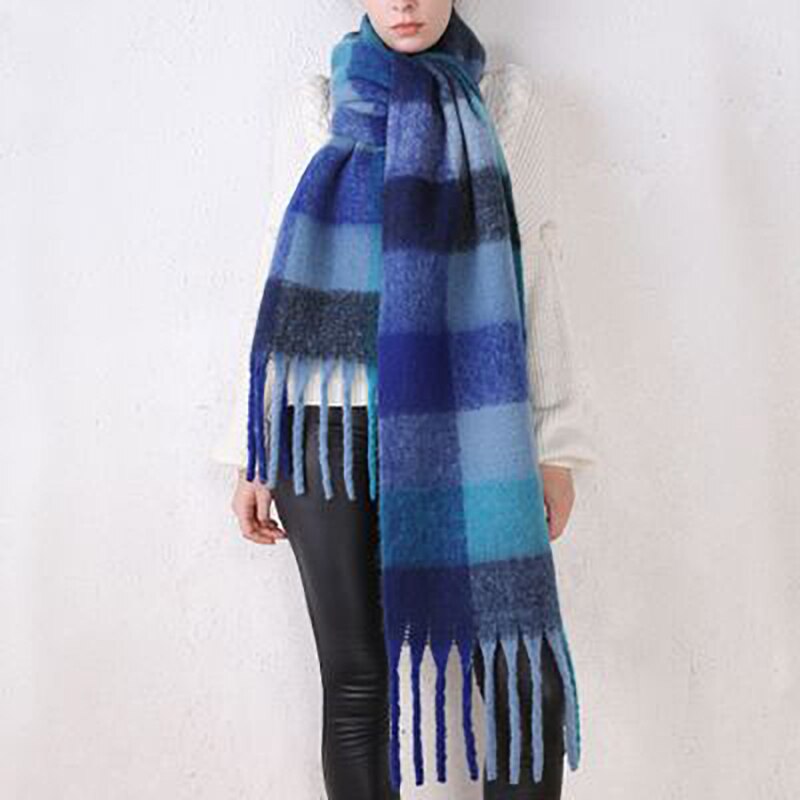 Sciarpa arcobaleno da donna sciarpa scialle scozzese multicolore in cachemire imitazione ispessita in autunno e inverno per fissare al caldo in inverno: 01