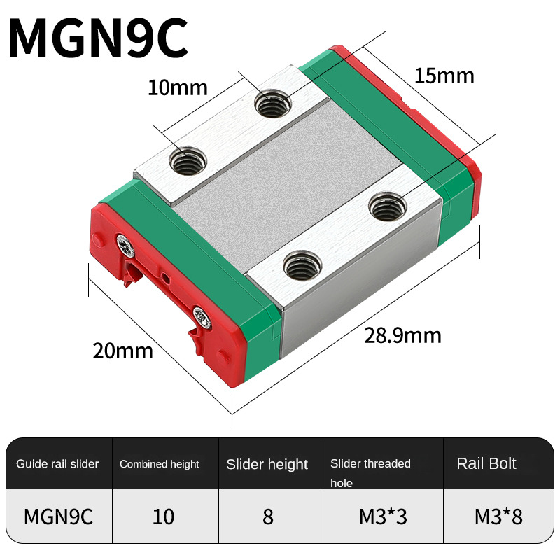MGN 9mm Linear Guide MGN9 L= 100 200 300 350 400 450 500 600 mm Linear Rail Way + MGN9C or MGN9H Linear SS Block 3d Printer CNC: MGN9C / 500mm with Block
