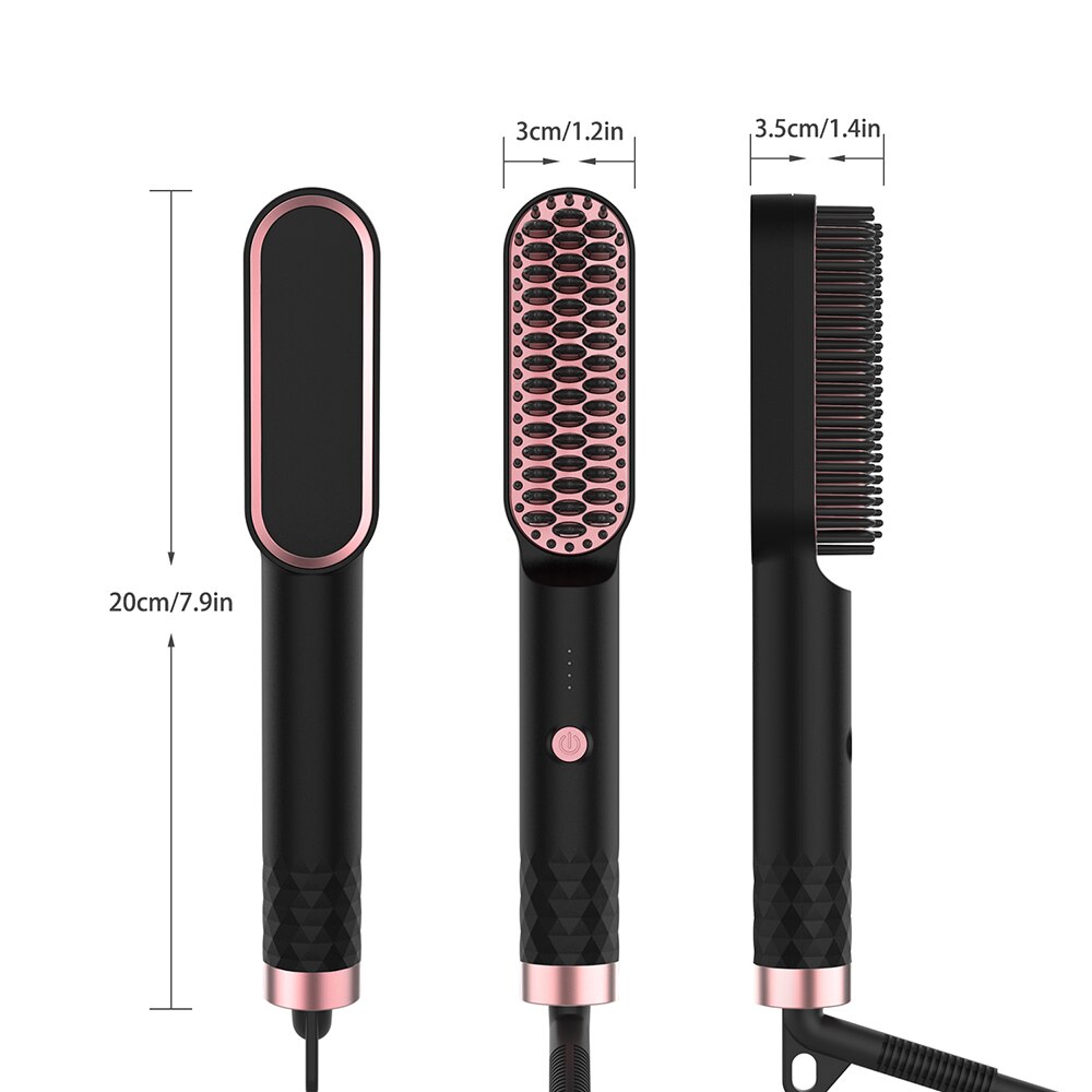 Peigne chauffant pour hommes, lisseur de barbe, fer plat, brosse lissante, lisseur de cheveux en céramique, brosse à barbe