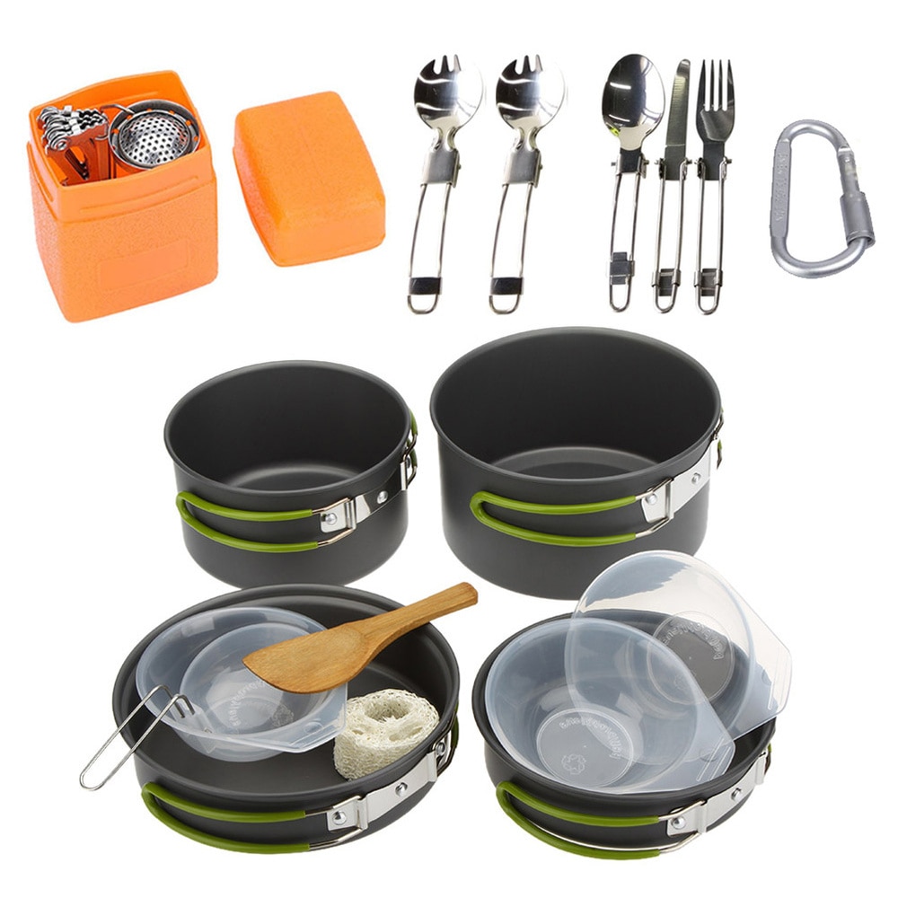 1 Set Camping Cookware Mess Kit Portable Camping Backpacking Cooking Set
