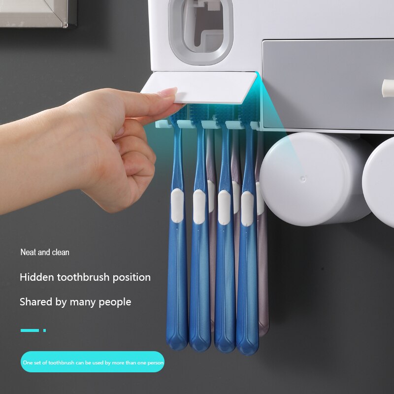 Magnetic Adsorption Inverted Toothbrush Holder Automatic Toothpaste Squeezer Dispenser Storage Rack Bathroom Accessorie Qdrr *33