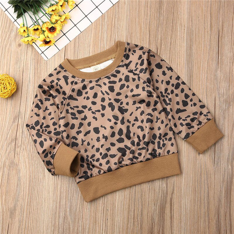 0-2T Bambino Ragazze Top Infantile Del Capretto Manica Lunga Leopard Camicetta Bambino Del Bambino Dei Bambini Pullover Top Vestiti Delle Ragazze di Autunno