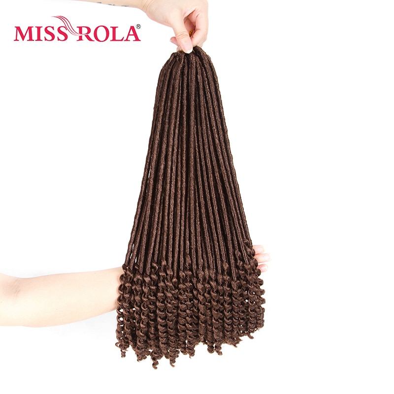 Miss Rola Faux Locs Curly Crochet Braid Hair 30# Kanekalon Low Temperature Fiber 18inch Synthetic Braiding Hair Extensions 5pcs