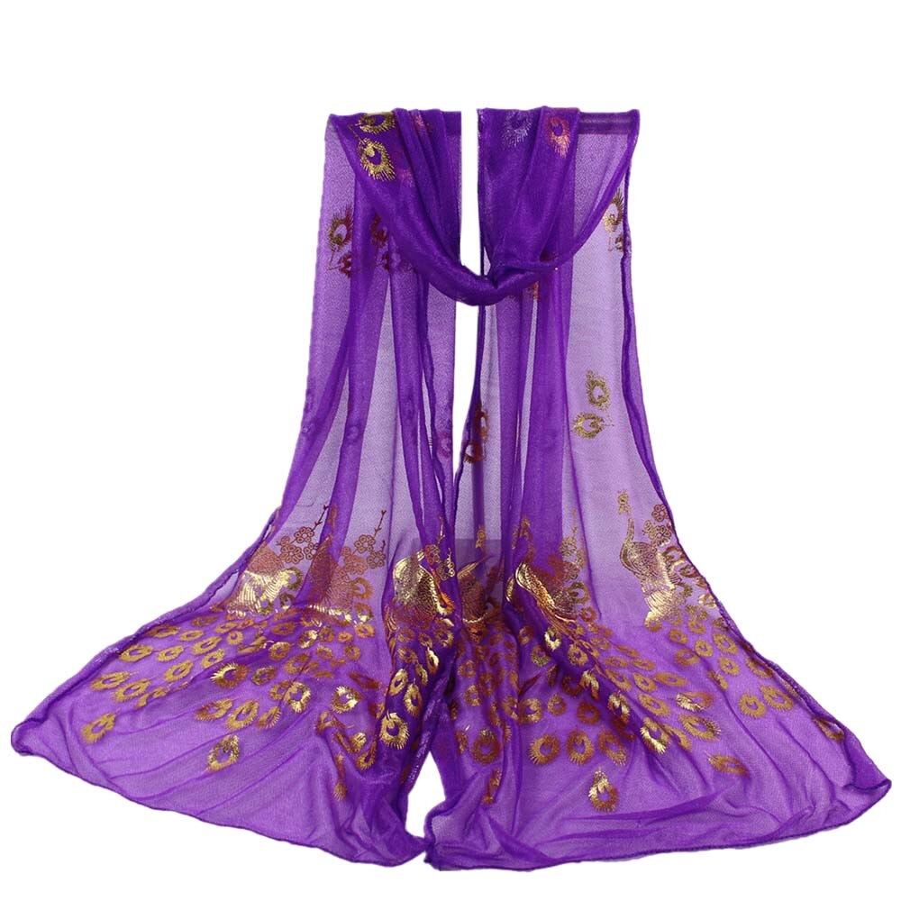 25#  kvinnor flerfärgad påfågel blomma halsduk lång mjuk wrap stal pashmina halsduk tryckt lång mjuk wrap sjal scarf платок женский