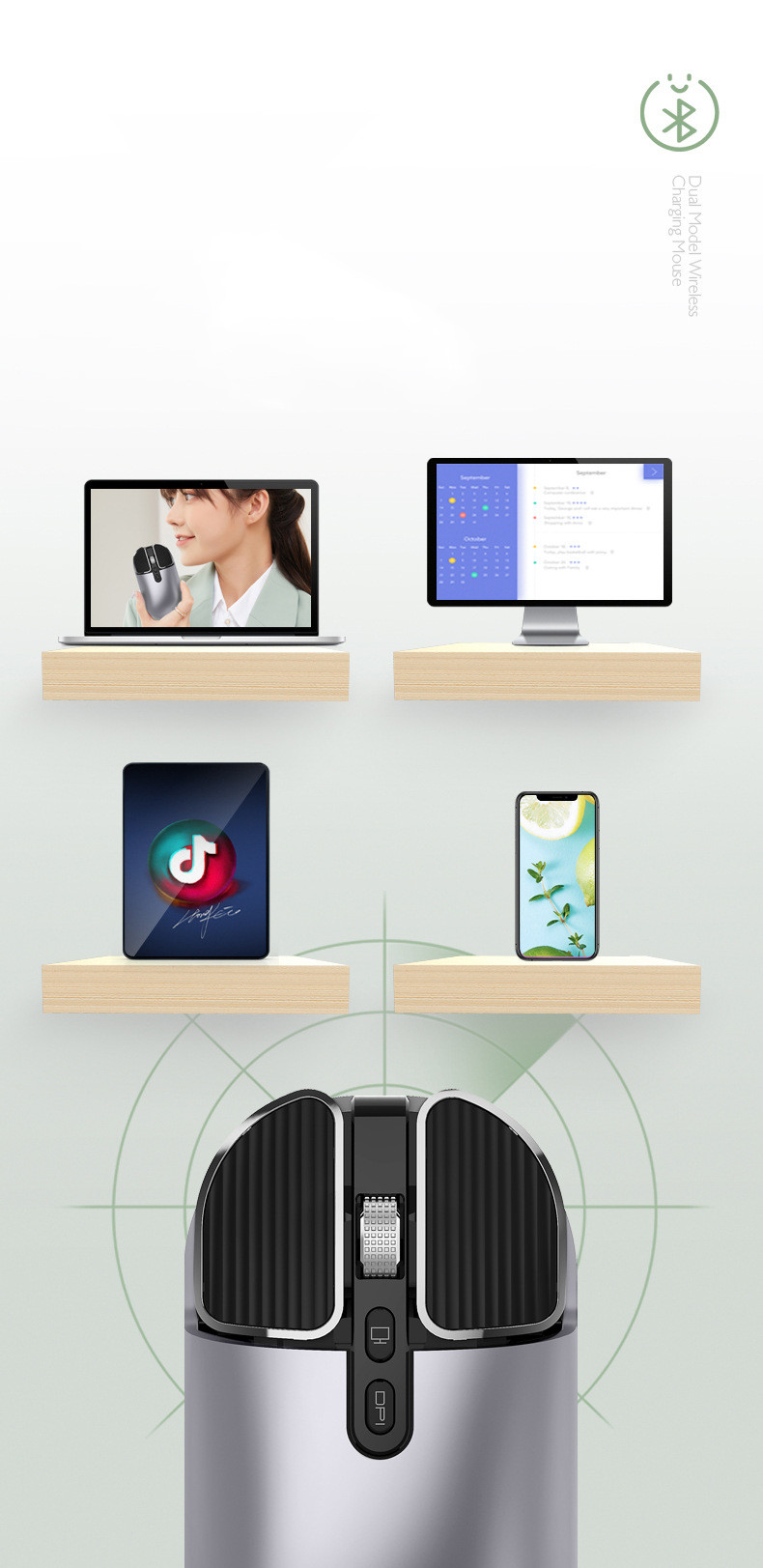 Bezprzewodowa mysz Bluetooth RGB ładowalna mysz bezprzewodowy komputer cichy Mause podświetlany ergonomiczna mysz do gier do laptopa PC