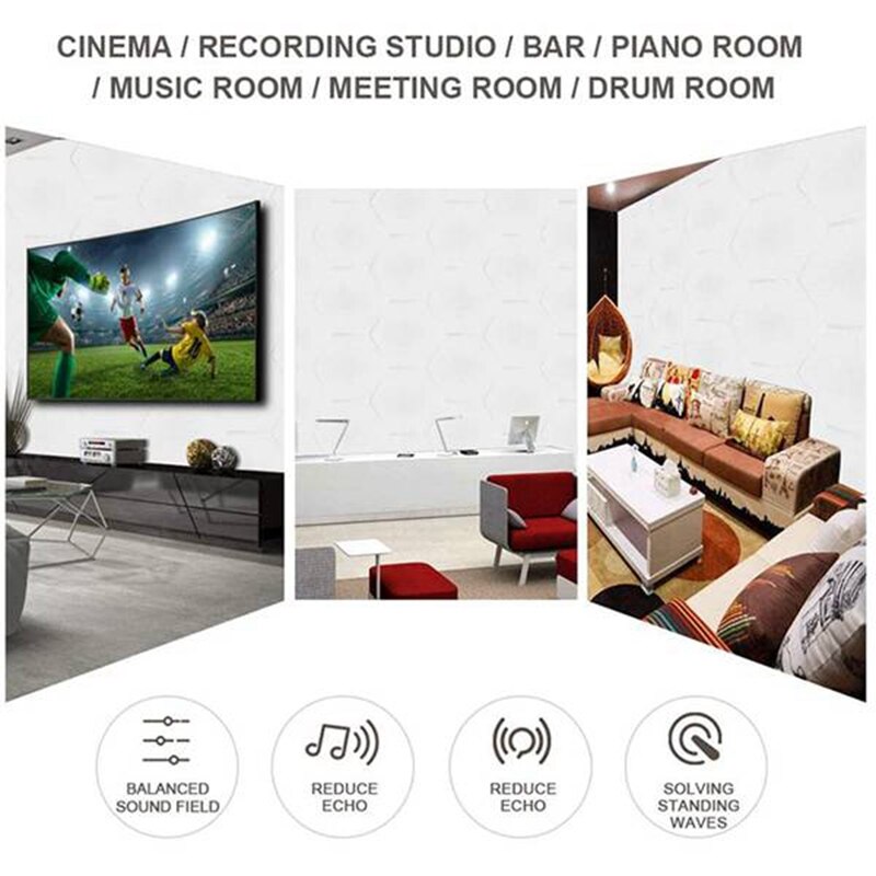 18 Pack Hexagon Acoustic Panels Beveled Edge Sound Proof Foam Panels,Sound Proofing Padding for Wall Decor,Studio&amp;Office