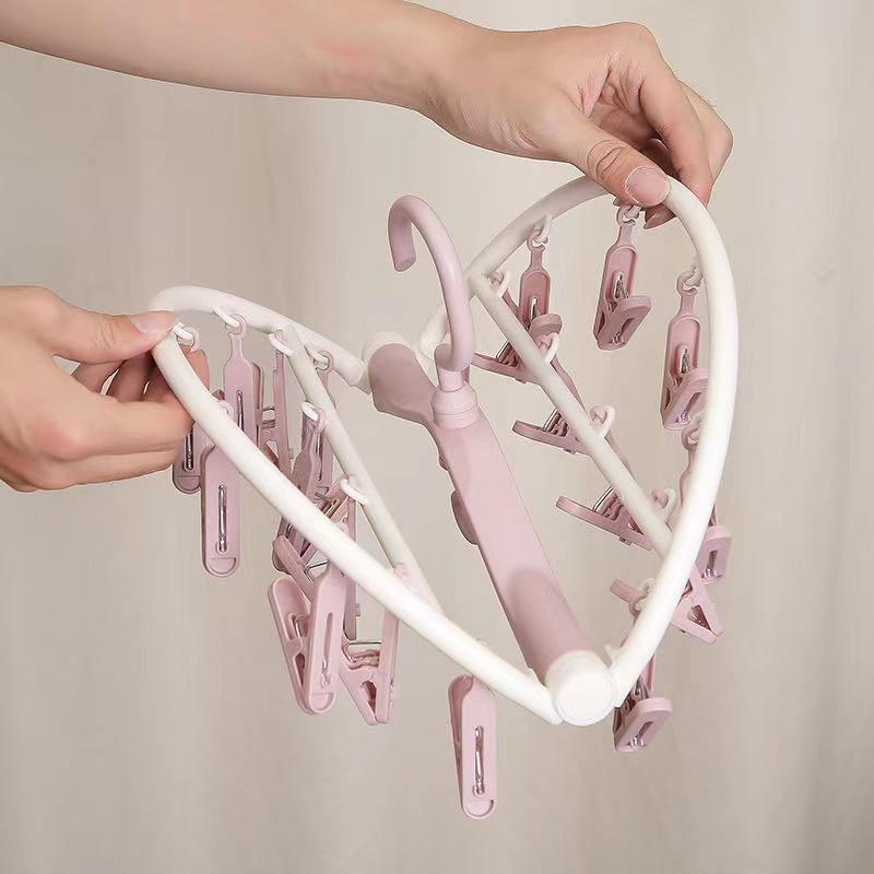 Drying rack Multi-clip folding sock rack Hook panties hanger Home bedroom Student dormitory Balcony sock rack