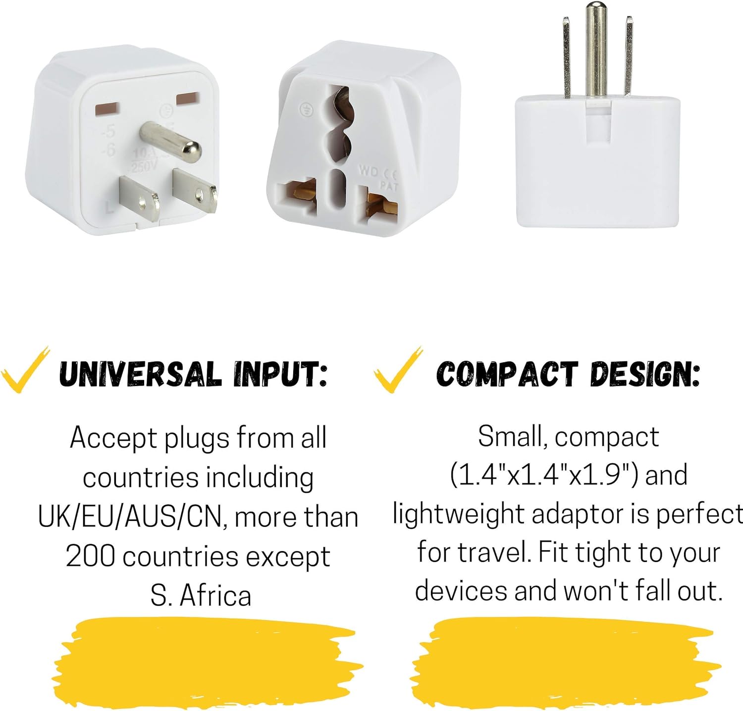 European Plug Adapter, 2 pc, Travel Adapter, US to EU Adapter, Electrical Adapters, Converter Plug