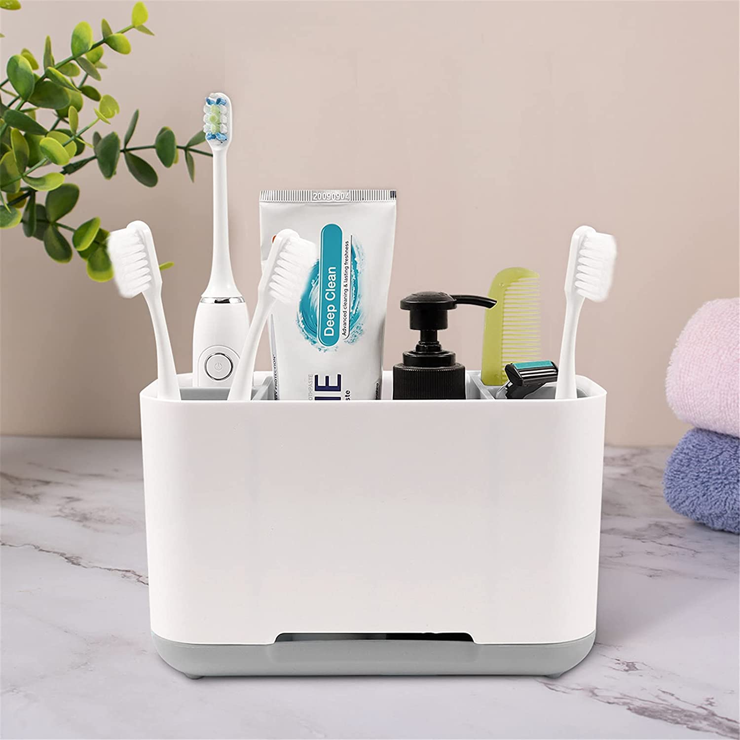 Multifunctional 3 Slot Electric Toothbrush Holder Toothpaste Storage Large Capacity Toothbrush Holder Bathroom Accessories