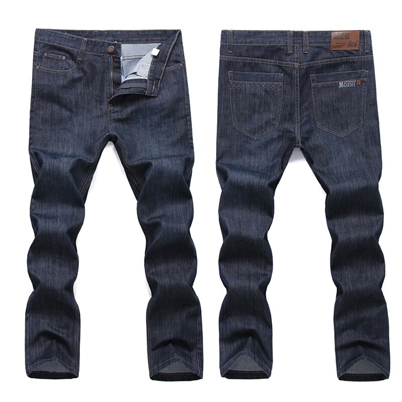 Plus Size 46 48 50 52 men's casual business classic man jeans dark blue brand light wash trousers denim: 50