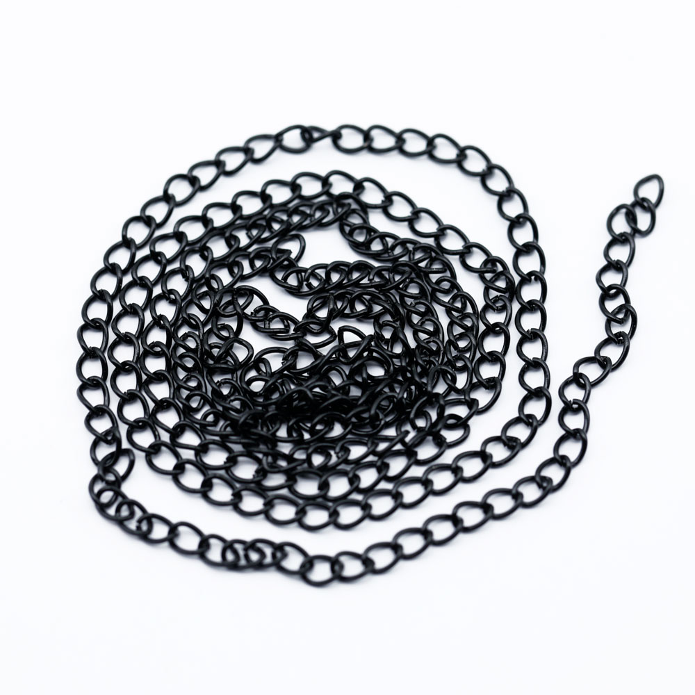 2 m/lot łańcuszki metalowe kolorowe łączenie łańcucha połączenie łańcucha rozszerzenie łańcucha dla DIY komponenty do wyrobu biżuterii styl boho: black