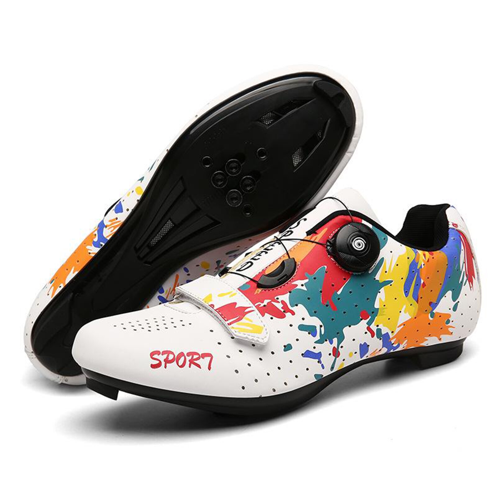 Cycling Shoes Mountain Road Bike 2/3-Bolt Quick Buckle Lace Fits SPD/ SPD-SL Riding Cycling Equipment 40-47: White / 41