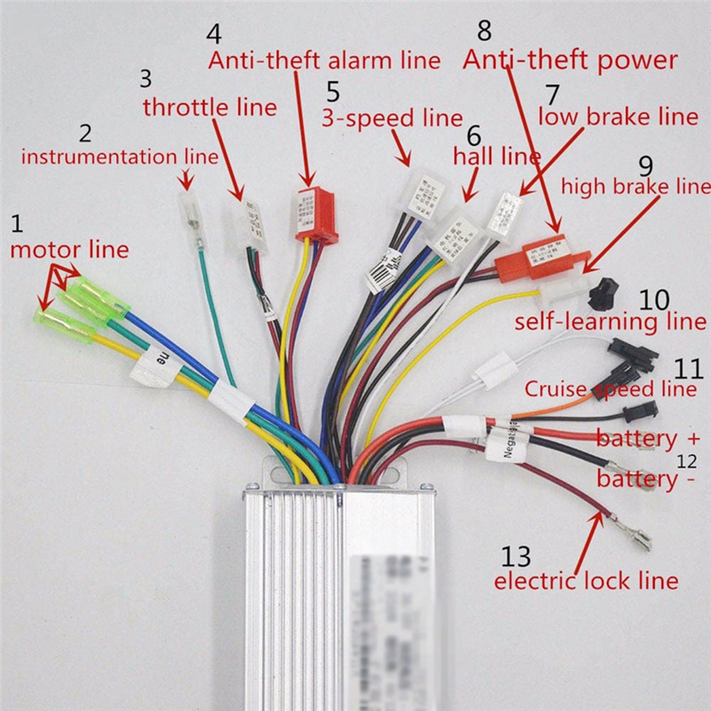 36V48V 350W, controlador sin escobillas para bicicleta eléctrica, regulador de Motor de escúter, piezas de mejora