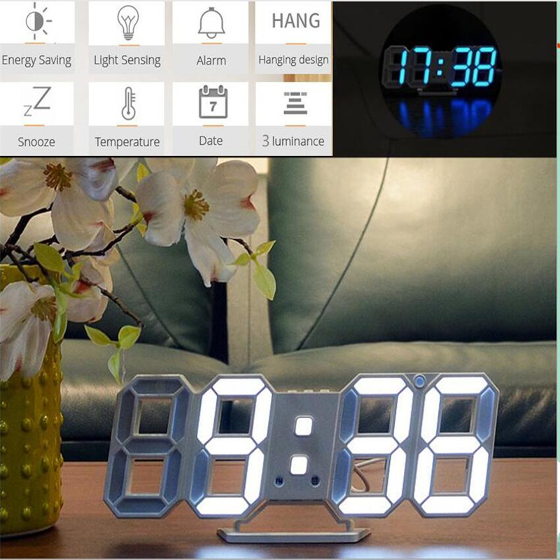 3d led vækkeur digitalt ur væg horloge snooze termometer skrivebord bord ur stue kontor boligindretning horolog