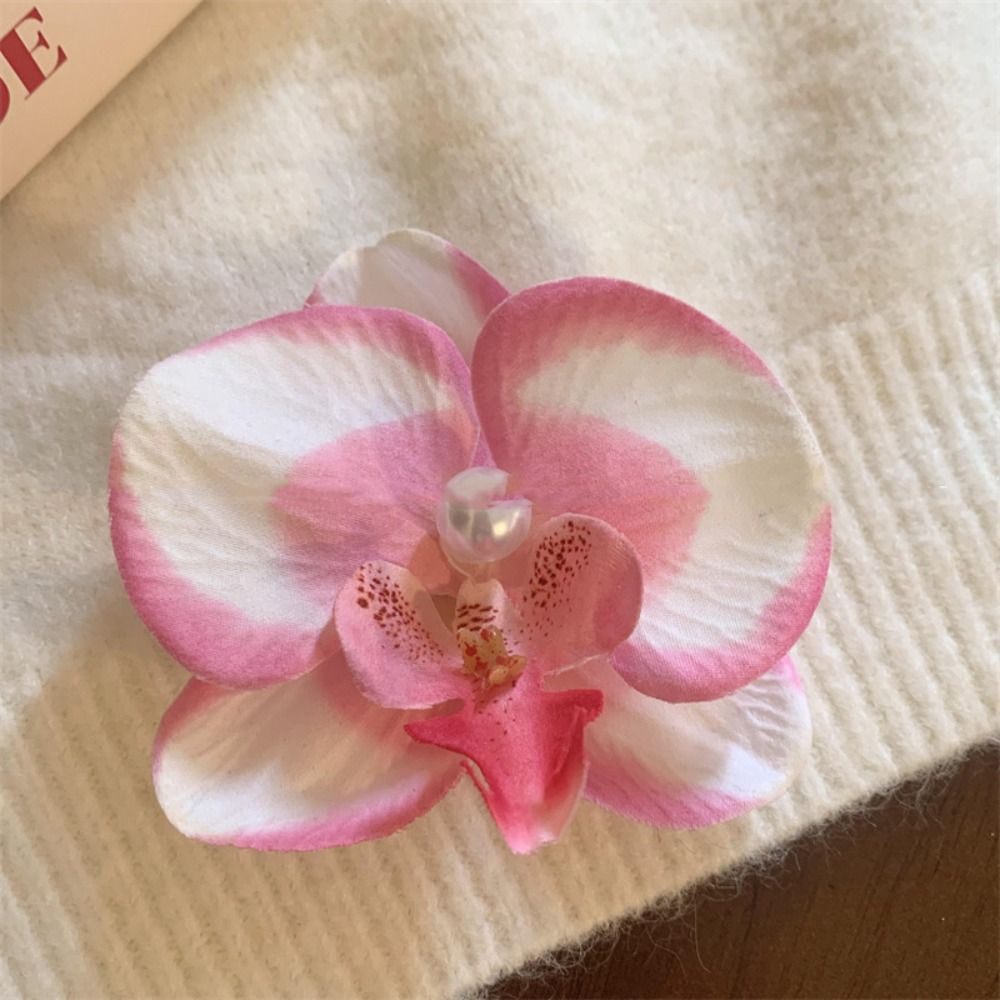 Pince à cheveux fleur rose, coiffure orchidée, épingle à cheveux, ornement, barrettes latérales, bohème, patients, accessoires pour cheveux: Rouge