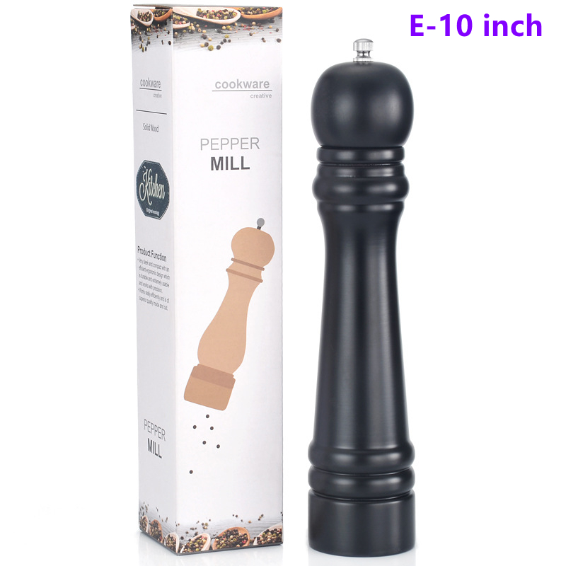5" 6" 8" 10" Salt and Pepper Grinder, Solid Wood Spice Pepper Mill with Strong Adjustable Ceramic Grinder Kitchen Cooking Tools: E-10 inch