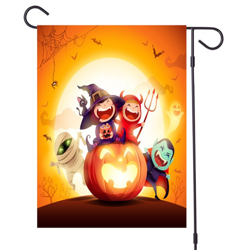 Halloween haveflag halloween hængende flag hør haveflag halloween havebanner 32 x 47cm: D