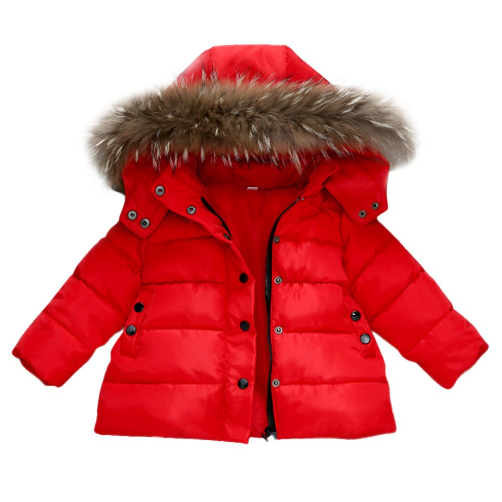 Winter Baby Soild Thick Coats Baby Girls Boys Kids Down Jacket Coat Autumn Winter Warm Children Clothes ubrania dla dziewczynek: Red / 3T