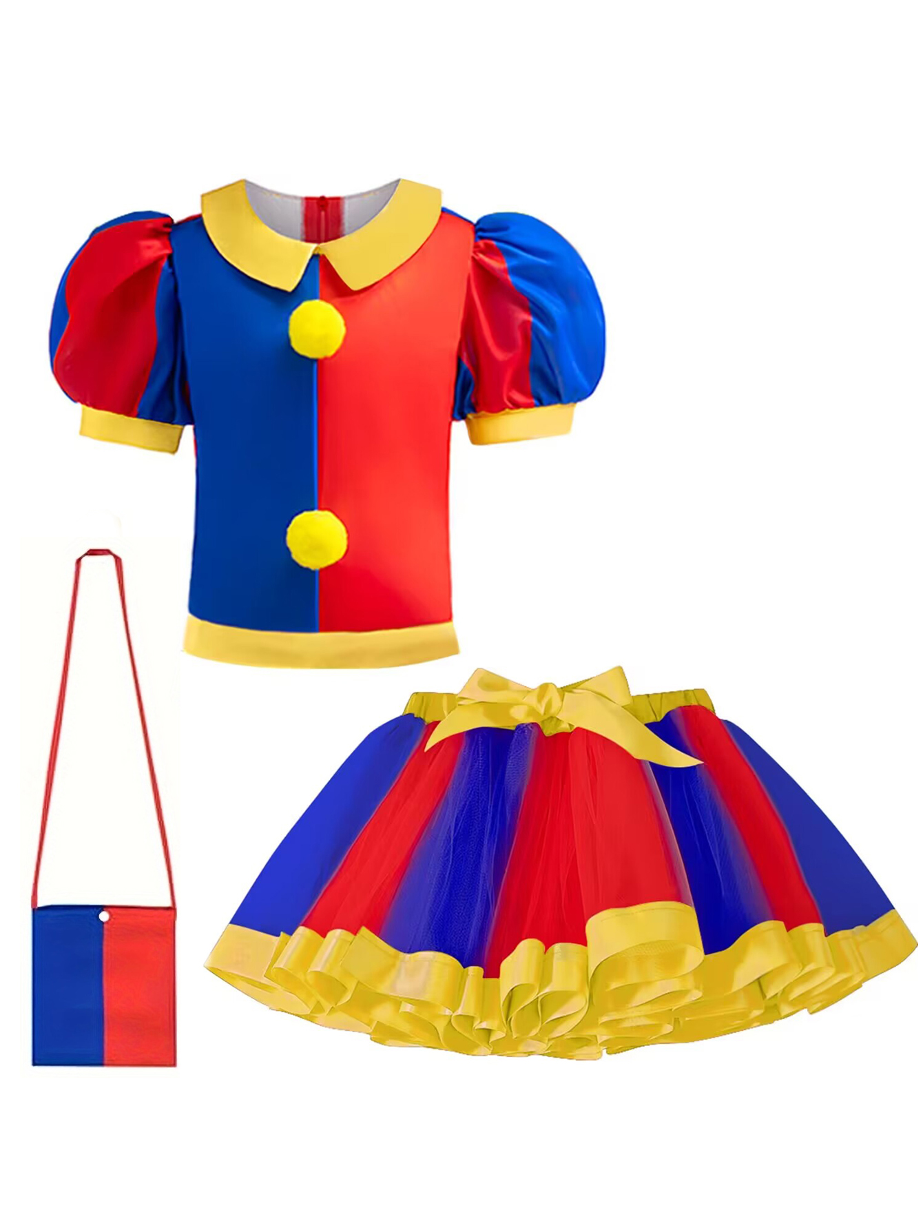 Children Clown Cosplay Costume Halloween Role Play Costumes Stage Performance Sets Girls Theme Party Skirt Suit