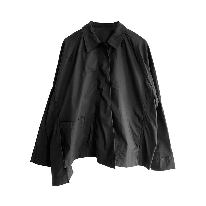 XITAO minoría Tops y blusas para mujer personalidad Irregular blanco y negro con cremallera camisa Simple de de talla grande ropa XJ4592