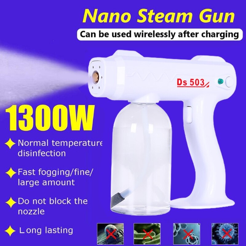 Handhold Wireless Electric Disinfection Sprayer Rechargeable Portable Household Blue Light Fogger Nano Spray Machine