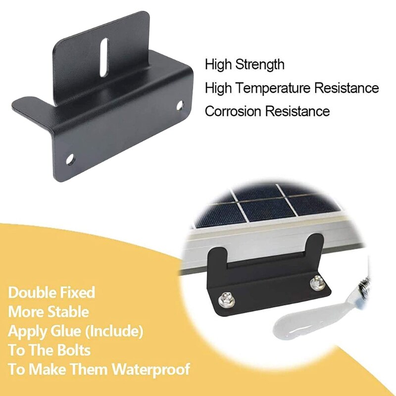 4Pcs Solar Panel Metal Mounting Z Brackets with Nuts Bolts for Home Car RV Camper Boat Wall Off-Gird Roof Installation