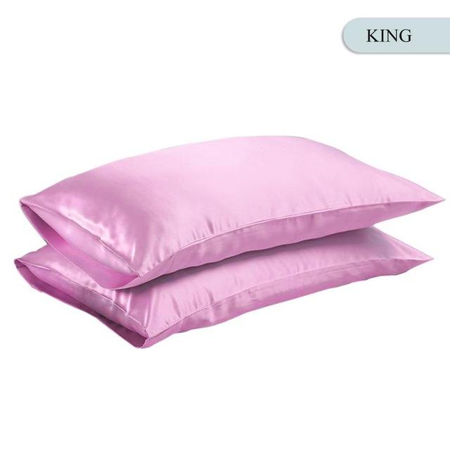 Queen/king zijden satijnen kussensloop beddengoed kussensloop glad huis wit zwart grijs hemelsblauw roze zilver: Ons koning roze
