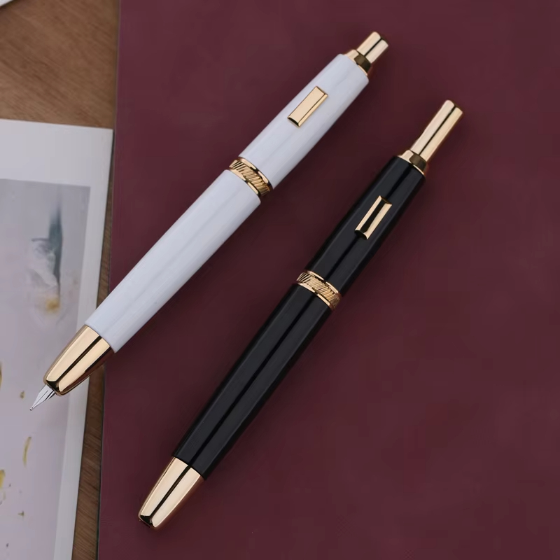 MAJOHN A1 Press Fish Scale Striped Metal Engraving Fountain Pen Retractable WIth Clip/No Clip Ink Pen Office School Writing