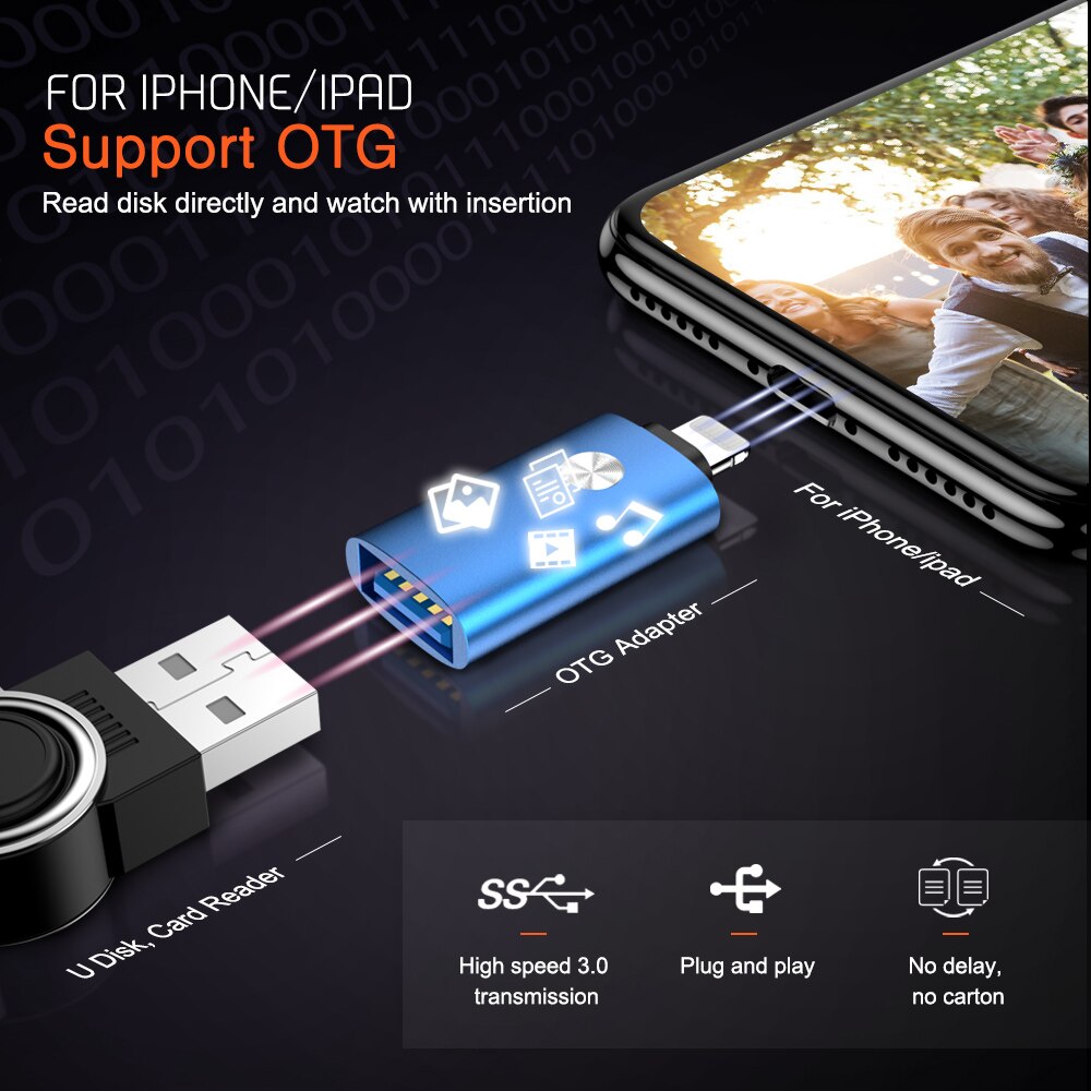 Adaptador USB OTG a Lightning, convertidor de Teclado de Piano MIDI, adaptador de cámara para iPhone 11 Pro XS max XR X 10 8 7 6 6s 5 5s SE iOS 13