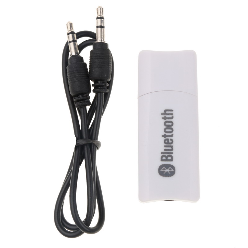Bluetooth Receiver Adapter - 3.5mm AUX USB - Wireless Audio Dongle for Speakers & Car Kits: White