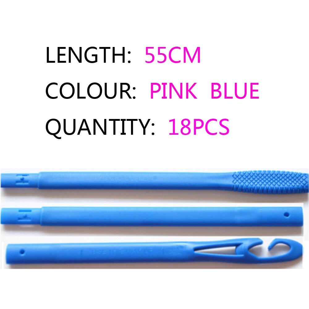 18 stuks 65 cm lange magische haarrollers spiraal diy haarrollers zachte haarrollers voor het krullen van haar plastic roller: 18 stuks 55cm