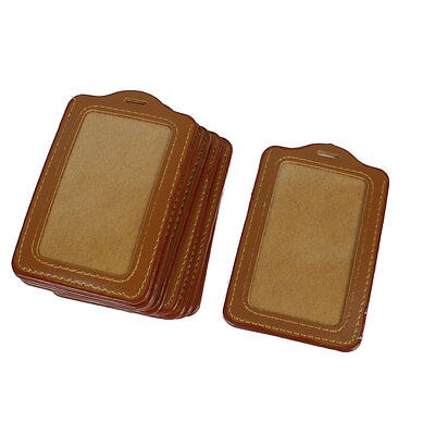10pcs Brown Clear Faux Leather Business ID Badge Card Holders