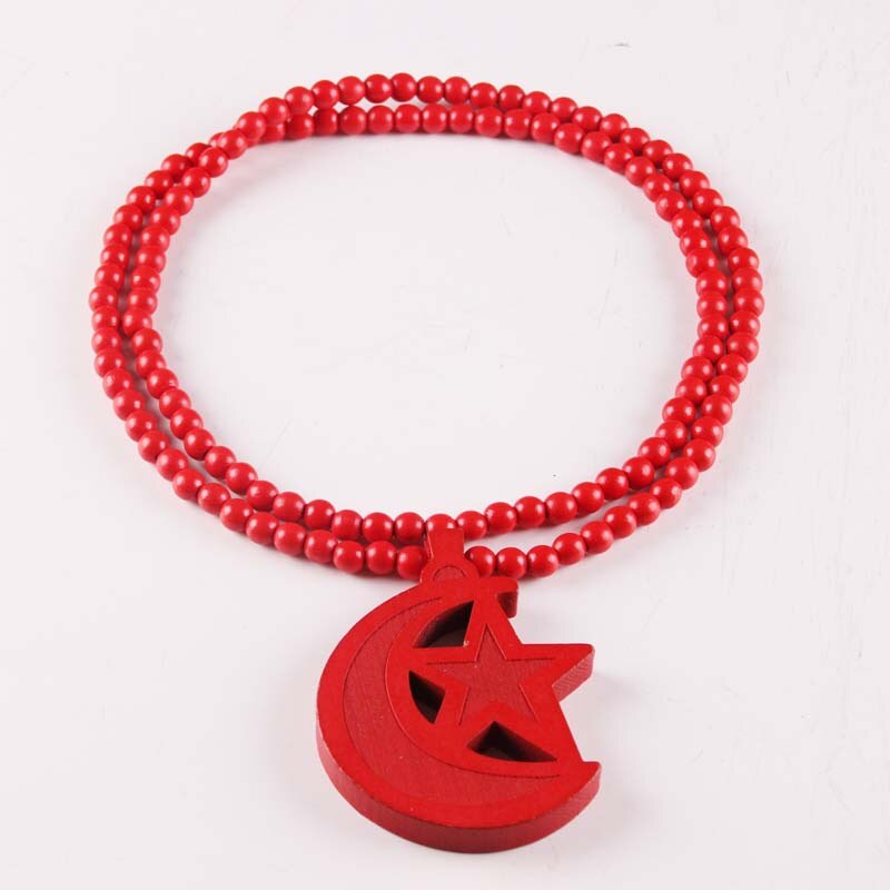 Hiphop stijl Neckalce Europa retro Houten Pentagram half moon model ketting Hangende