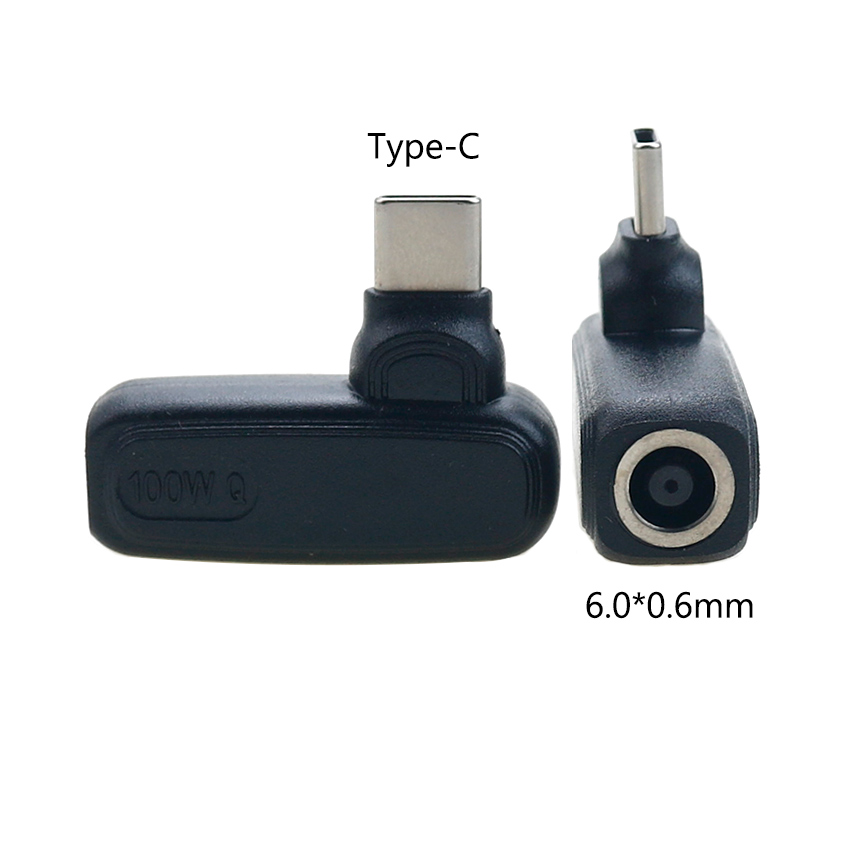 1 stk. 100w dc-strømstik hun- til usb type c-hanstikadapter universel bærbar computerstrømadapter pd-strømadapterstik: Brun