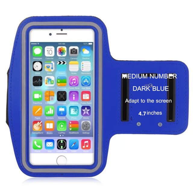 KLL Wasserdichte Brassard Lauf Gym Sport armband Fall Handy Arm Band Tasche Halter für iPhone Smartphone auf Hand: dark blue 4.7 inch