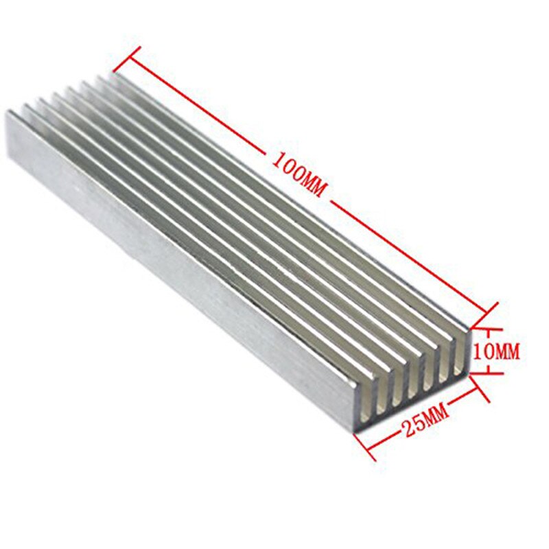 Durable Silver Aluminium Radiating Fin Cooling Heatsink 100*25*10MM for LED Power Transistor Electrical Radiator Chip: Default Title