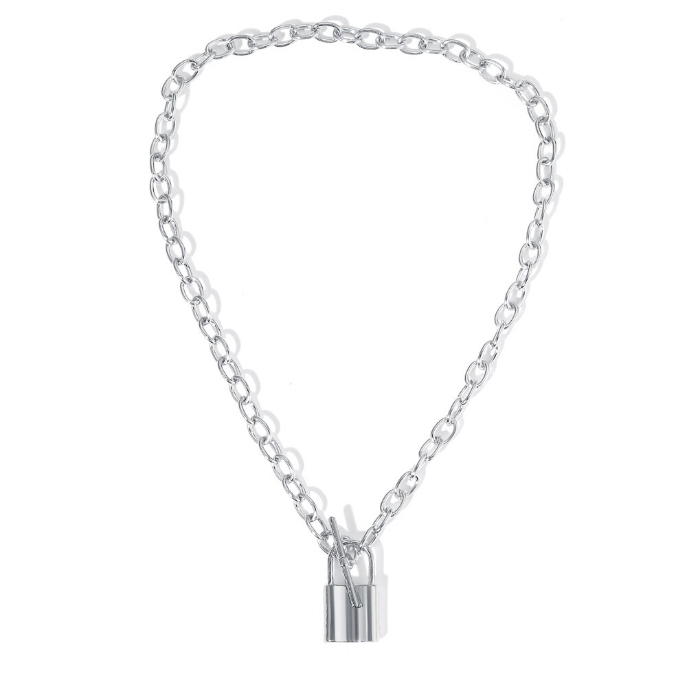 Punk choker slot ketting gelaagde ketting op de nek met slot punk sieraden vrouw sleutel hangslot hanger ketting voor vrouwen