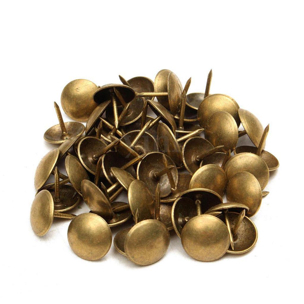 100PCS Push Pins Round Headed Thumb Tacks for Cork Boards, Maps, Slipcover Rug Solid Brass