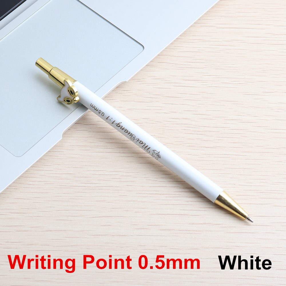 1PCS Metal Pencils Animal Mechanical Pencil Automatic Cute Pencil For Student Or Children: 1PCS white  0.5mm