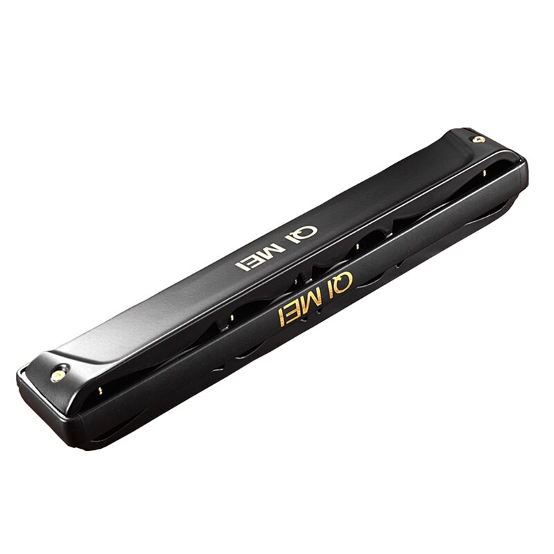 QI MEI Tremolo Harmonica 24 Holes Accent 28 Harp Mouth Organ Musical Instruments Key C Black Colour ABS Comb Brass