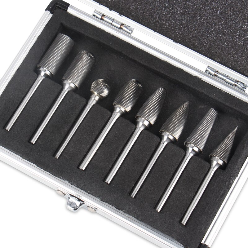 8PCS/Set 6mm Shank Tungsten Carbide Rotary burr kit Point File Die Grinder Abrasive Tools Milling Cutter Carving