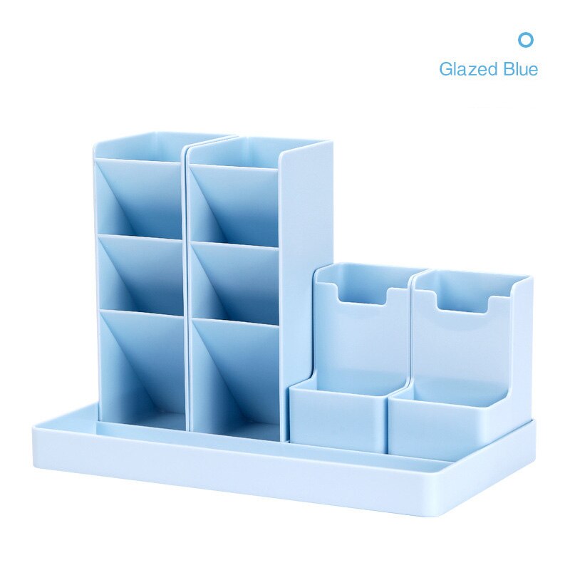 Large Capacity Desk Pen Holder Pencil Storage Box Desktop Organizer Stand Case School Office Stationery: Blue
