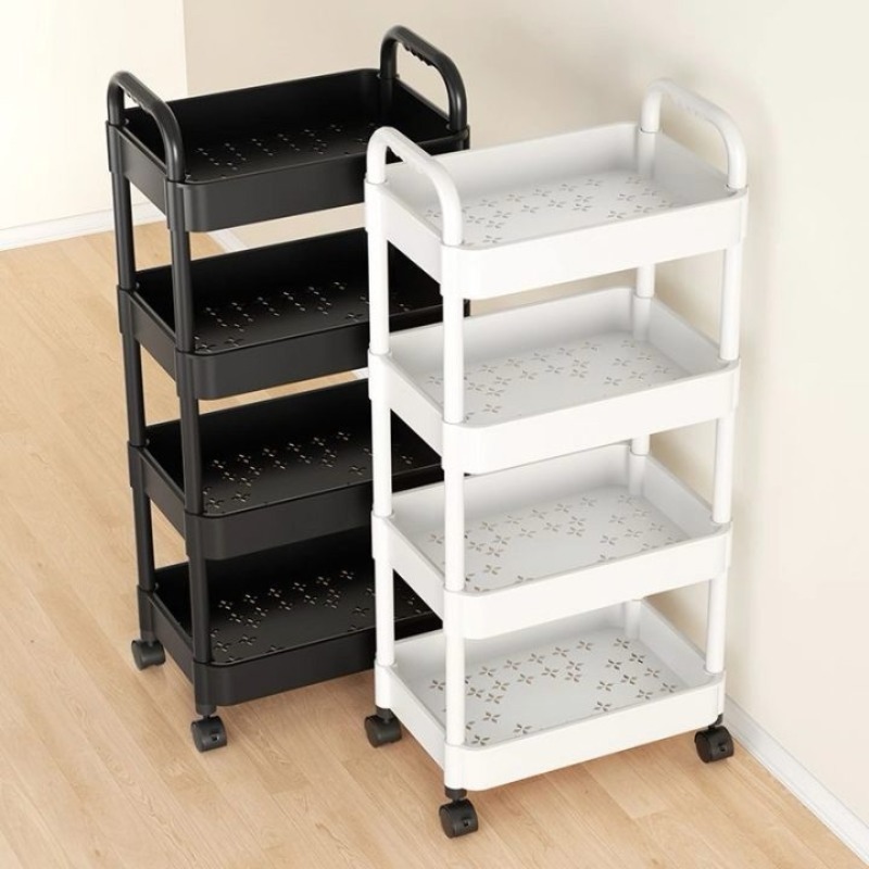 3/4/5Tier Multi-Functional Storage Rack Heavy Duty Organizer Small Cart with Wheels Kitchen Bathroom Storage Trolley Snacks Rack