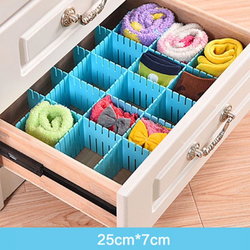 Diy Drawer Storage Rack Detachable Free Combination Partition Desk Organizer Desktop Accessories Household Items: Short section blue