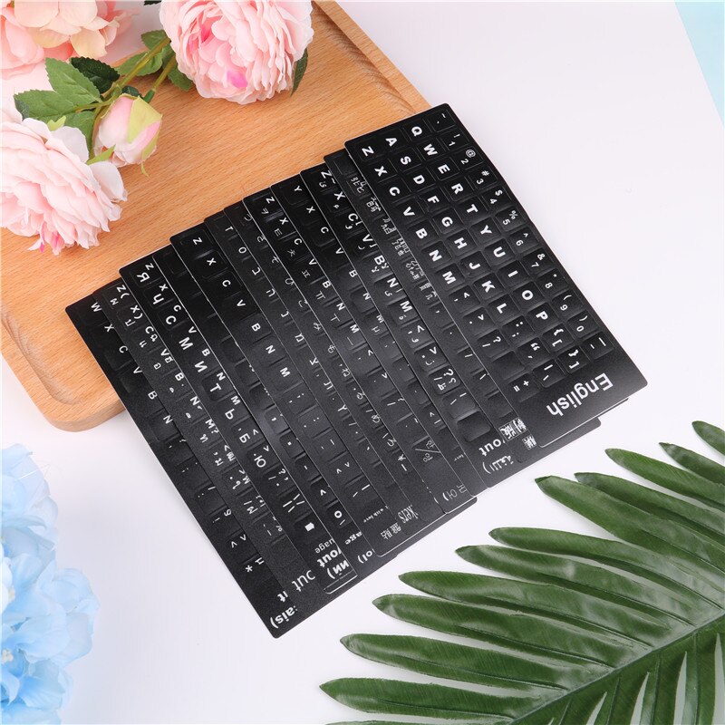 1PC Standard Waterproof 12Styles Language Keyboard Stickers Layout With Button Letters Alphabet For Computer Keyboard Protective