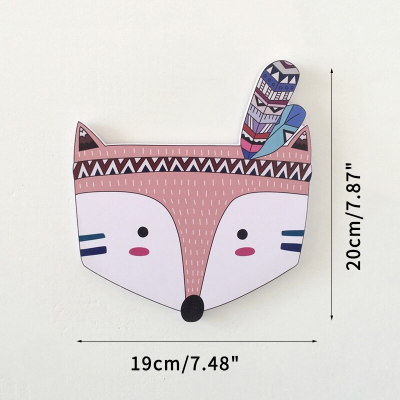 Style nordique enfants chambre ornements dessin animé animaux renard bébé chambre berceau décor enfant dessin animé Animal tête mur décor enfant: 4
