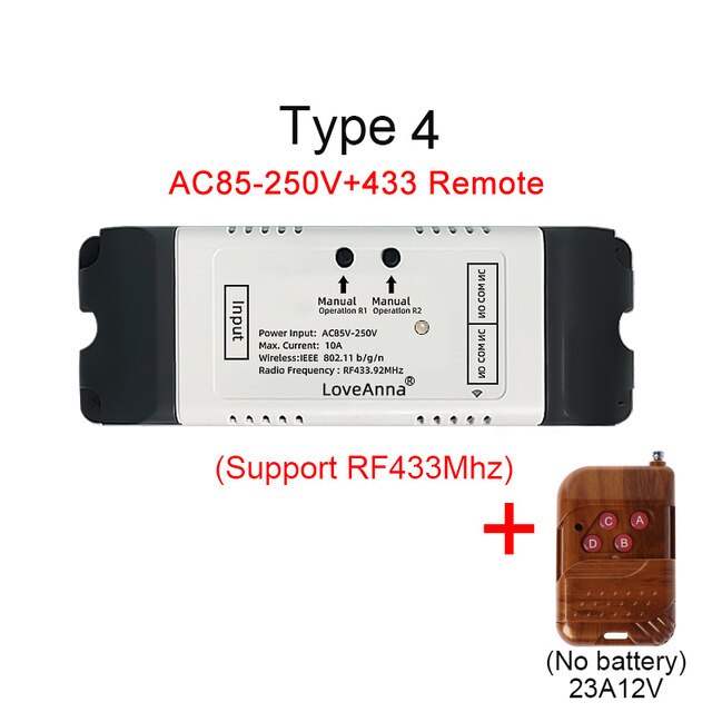 eWeLink 2CH Smart Wireless Timer Switch Module Smart WiFi Voice Control Switch Google Home Compatible: 2ch AC85-250V RF433