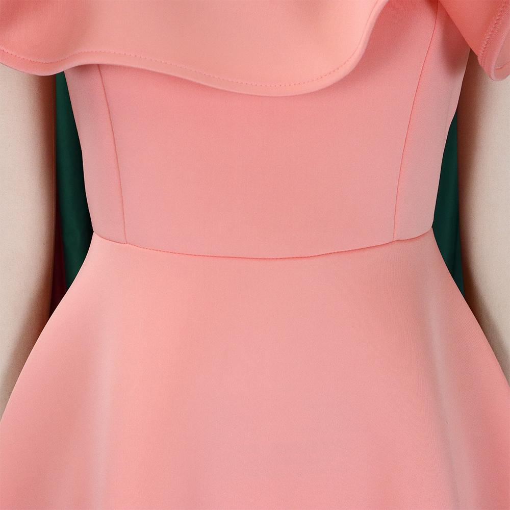 Robes de soirée élégantes pour femmes, col rond, manches à volants, taille haute, ligne A plissée, mi-mollet, robe de luxe pour dîner d'anniversaire